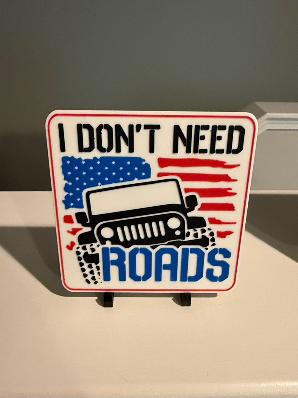 Off-Road Edition 4x4 3D printed sign and coaster  - Black and Red/Blue - Picture 2 of 7